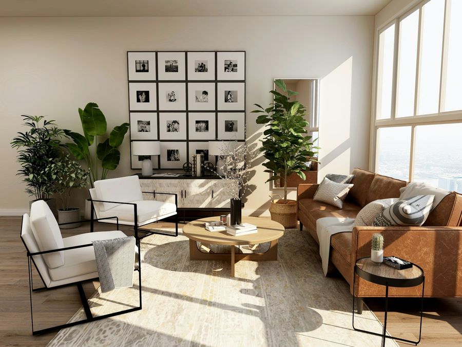 Ruhiger, heller Wohnbereich, Illustrationsbild für Apartment Blau